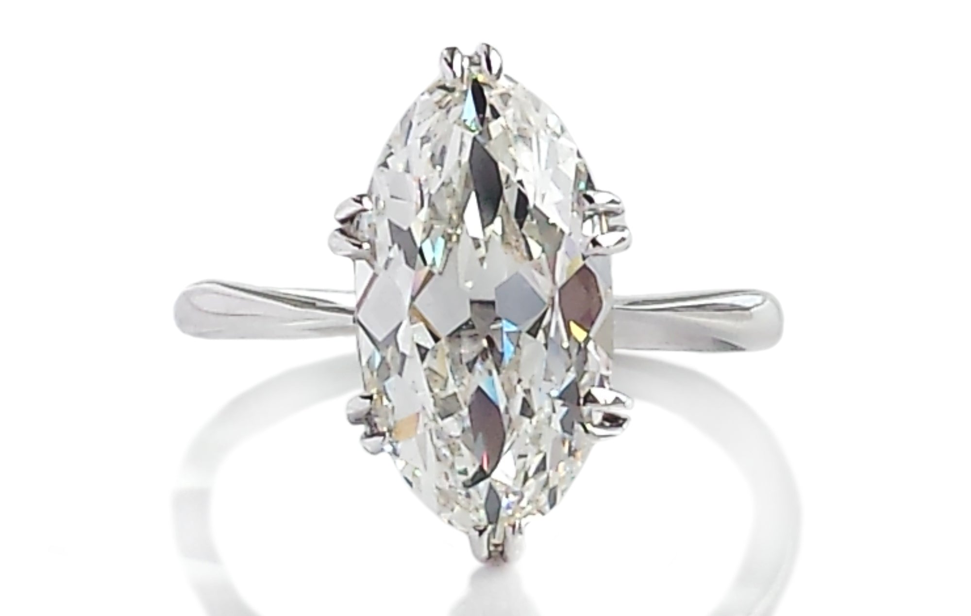 Antique Art Deco 3.68ct H/VS2 Old Marquise Cut Diamond Engagement Ring