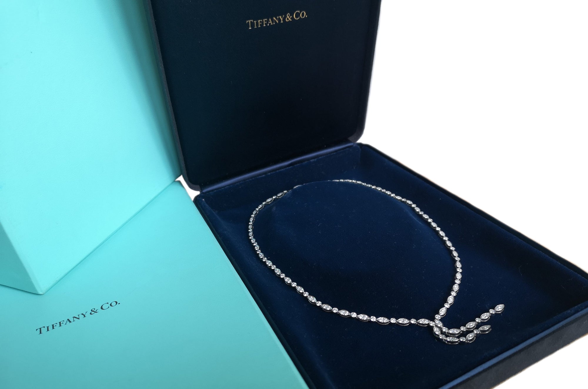 Tiffany & Co. 4.84ct Jazz Swing Double Drop Diamond Necklace