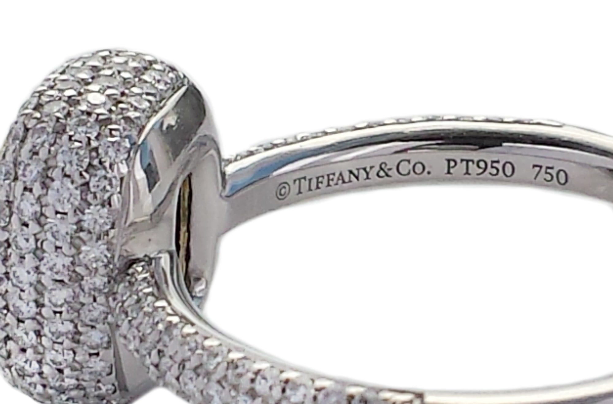 Tiffany & Co. 1.24ct FI/VS2 Fancy Intense Yellow Bezet Set Pave Cushion Cut Diamond Engagement Ring