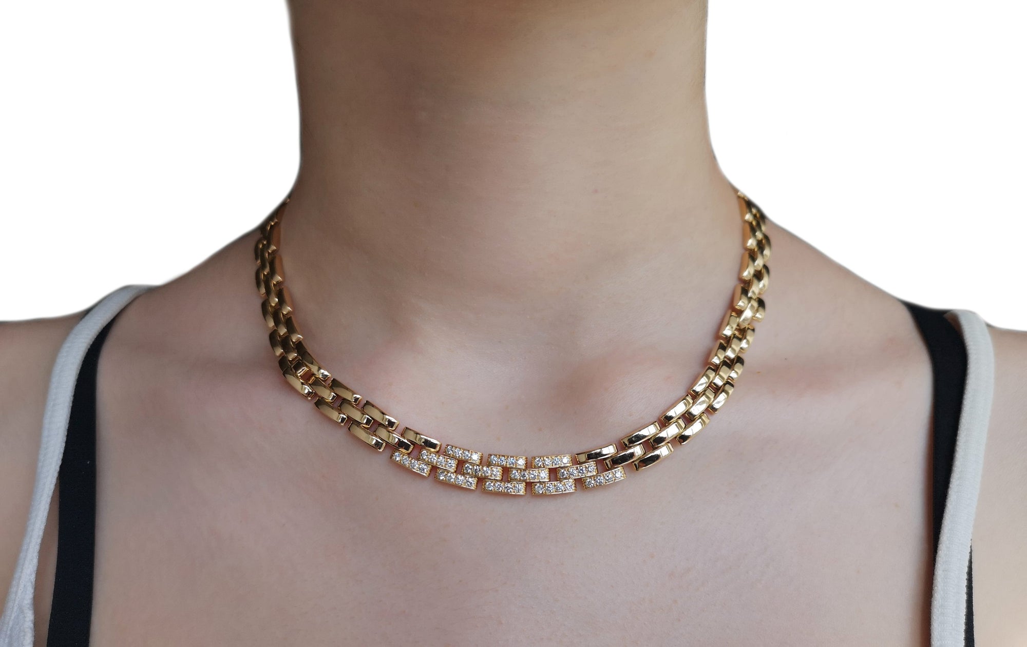 Tiffany & Co 18k Gold Diamond Maillon Panthere Necklace