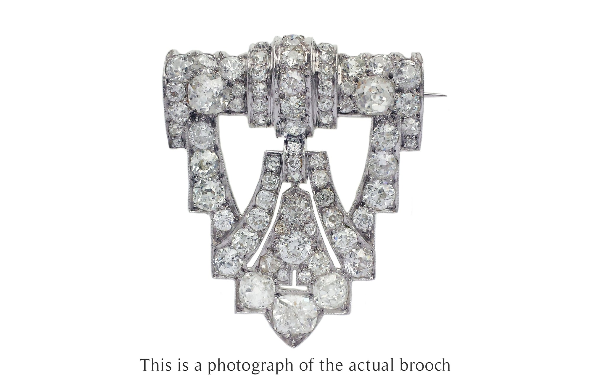 Art Deco Old Mine Cut Diamond Clip Brooch