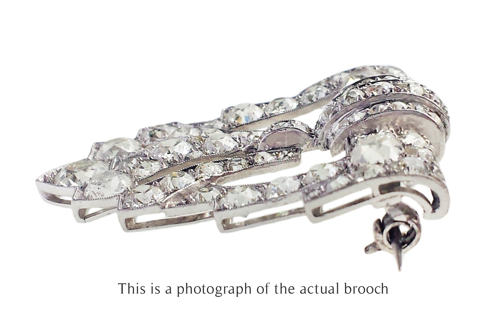 Art Deco Old Mine Cut Diamond Clip Brooch