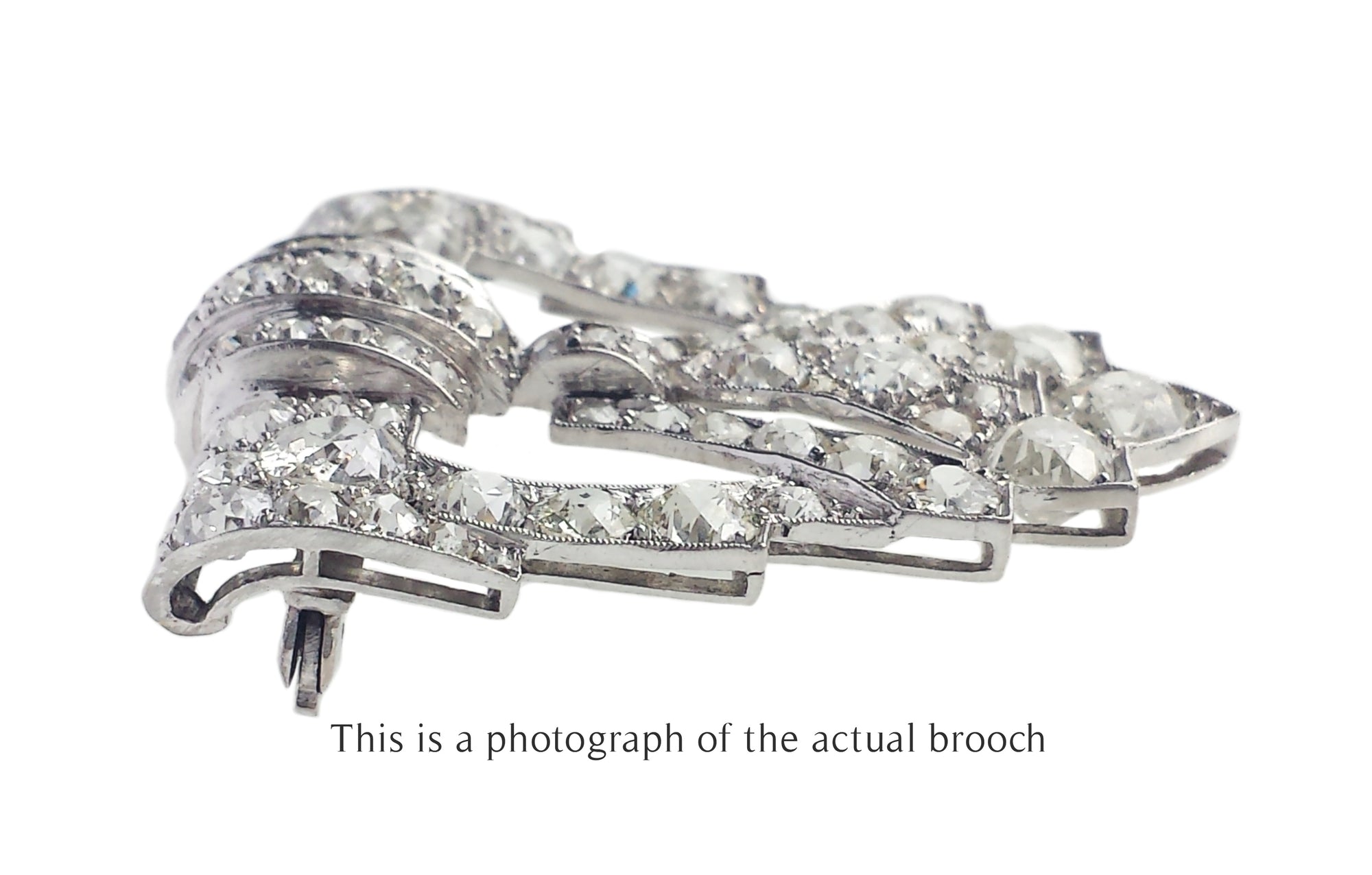 Art Deco Old Mine Cut Diamond Clip Brooch