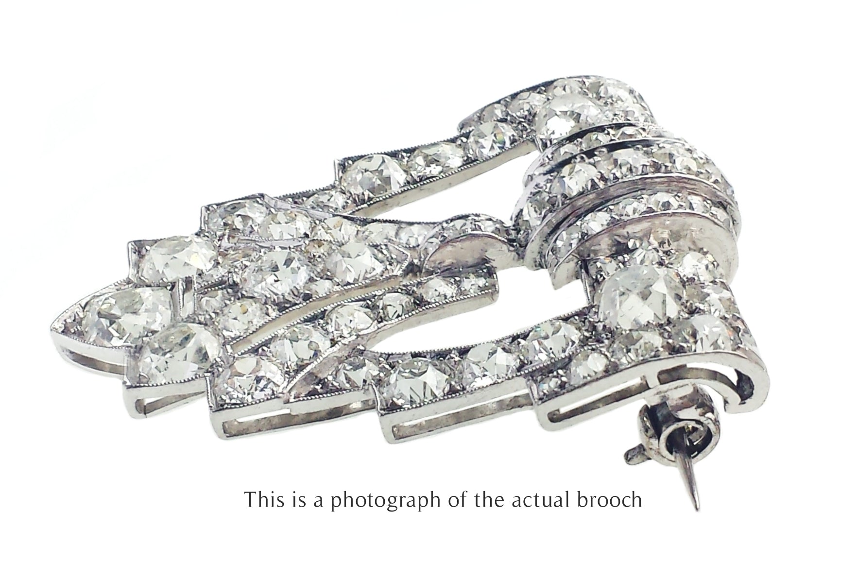 Art Deco Old Mine Cut Diamond Clip Brooch