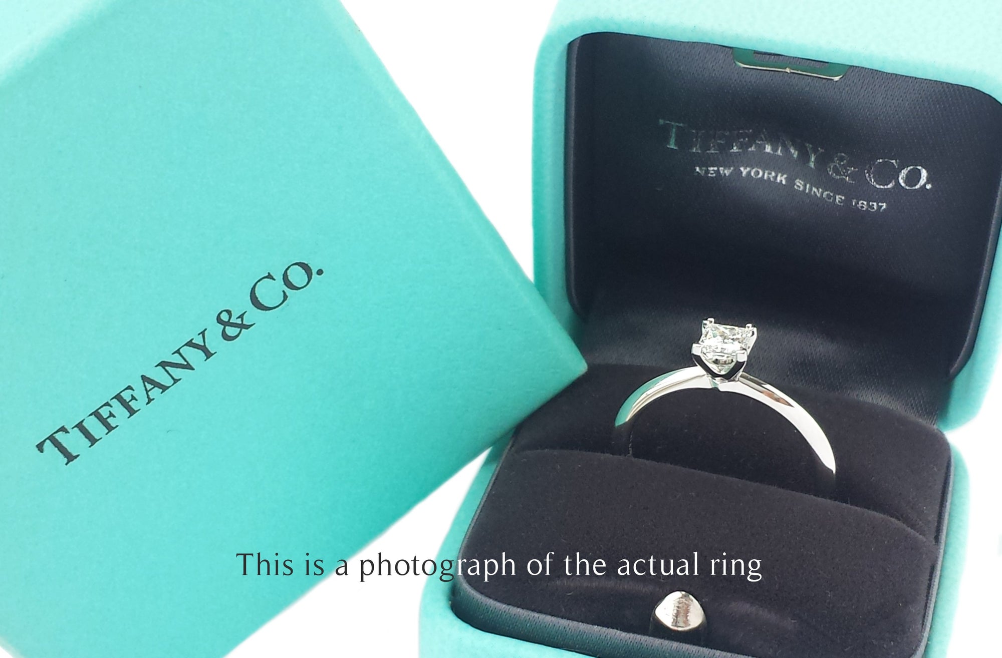 Tiffany & Co 0.39ct F/VS2 Princess Cut Diamond Engagement Ring