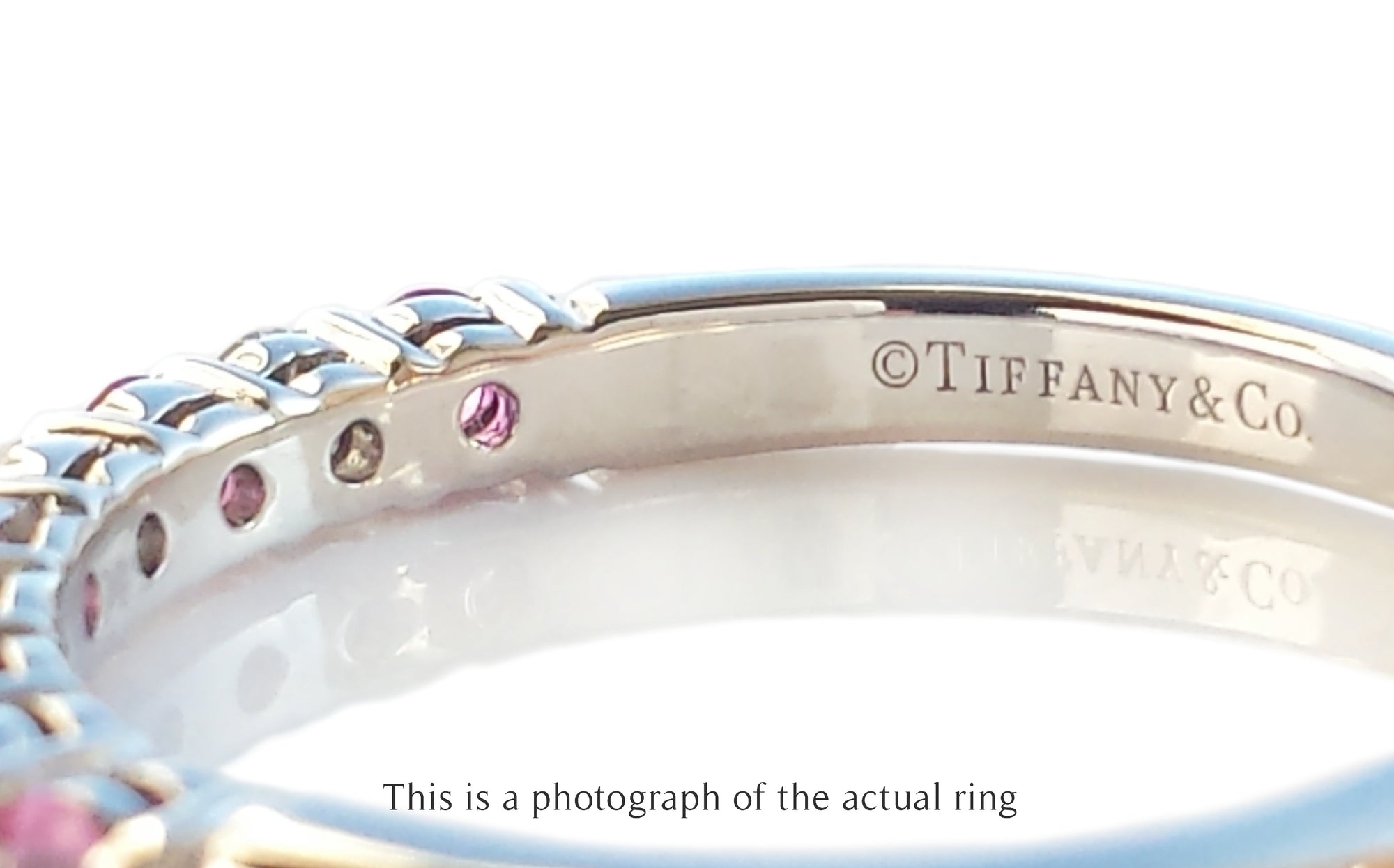 Tiffany & Co. 2mm Pink Sapphire & Diamond Forever Ring