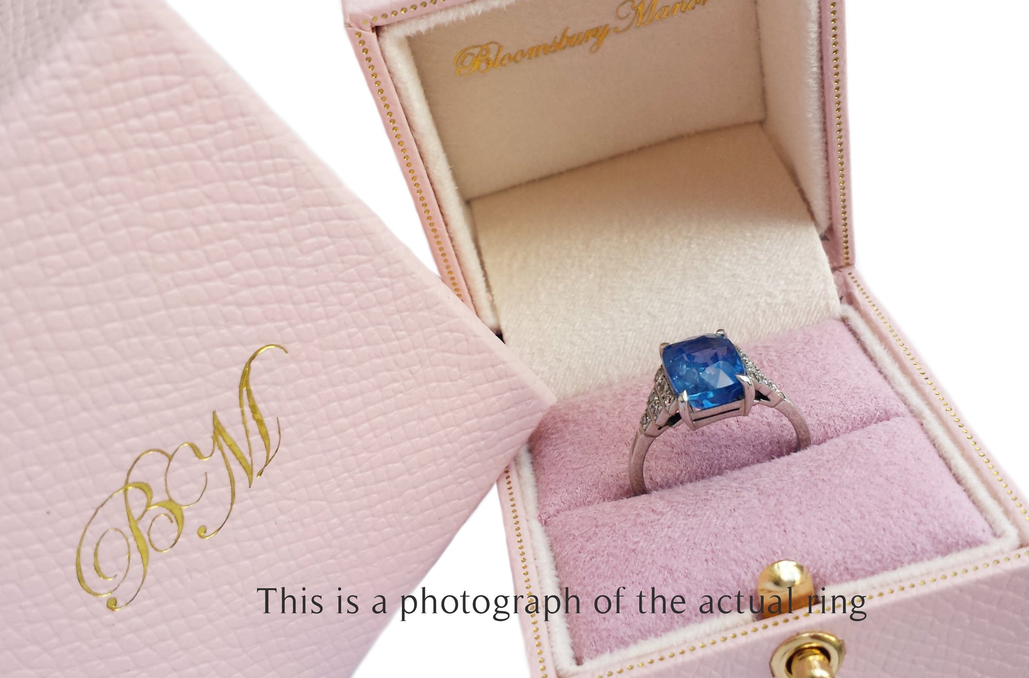 Art Deco Unheated Ceylon Sapphire Diamond Engagement Ring