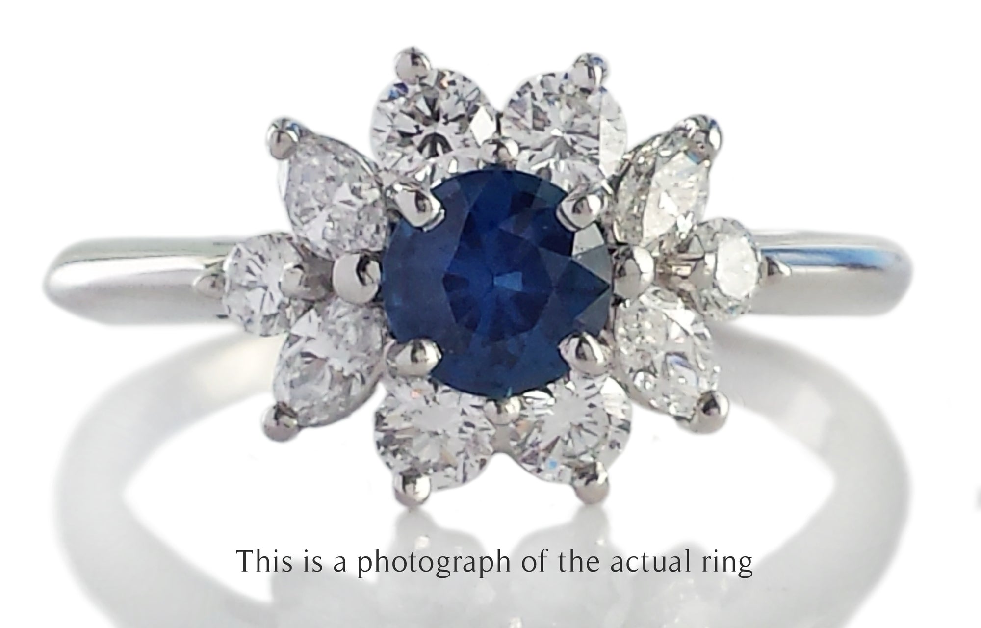 Vintage Sapphire Diamond Cluster Engagement Ring