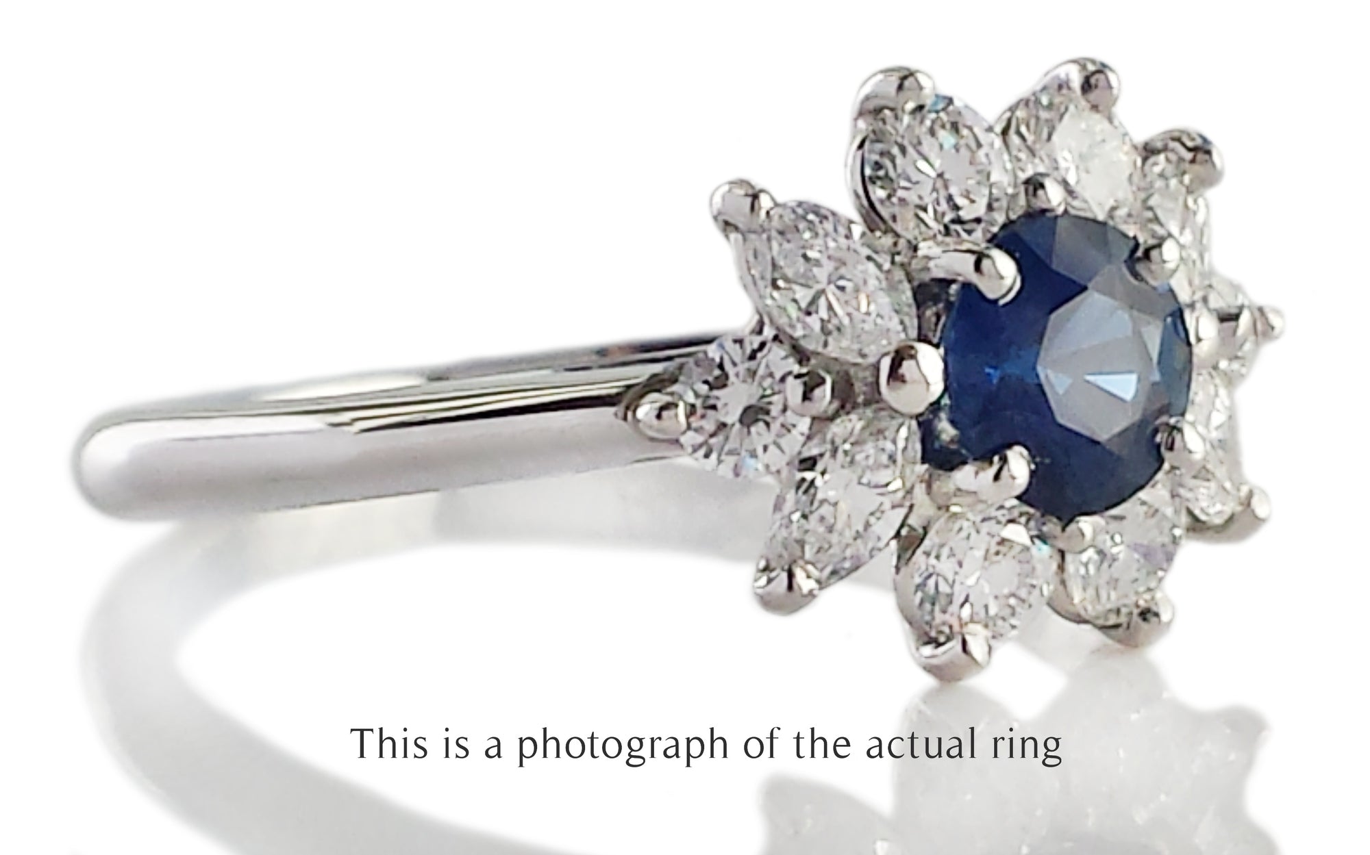 Vintage Sapphire Diamond Cluster Engagement Ring