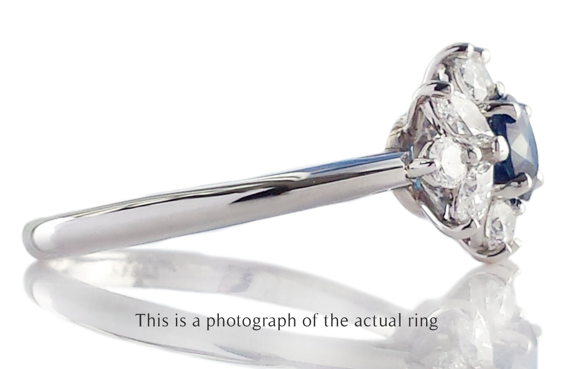 Vintage Sapphire Diamond Cluster Engagement Ring