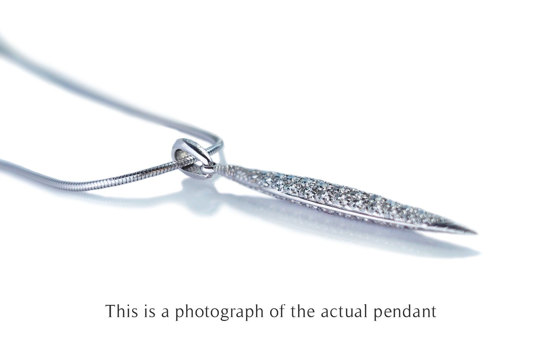 Tiffany & Co Feather Pave 18k White Gold Diamond Pendant