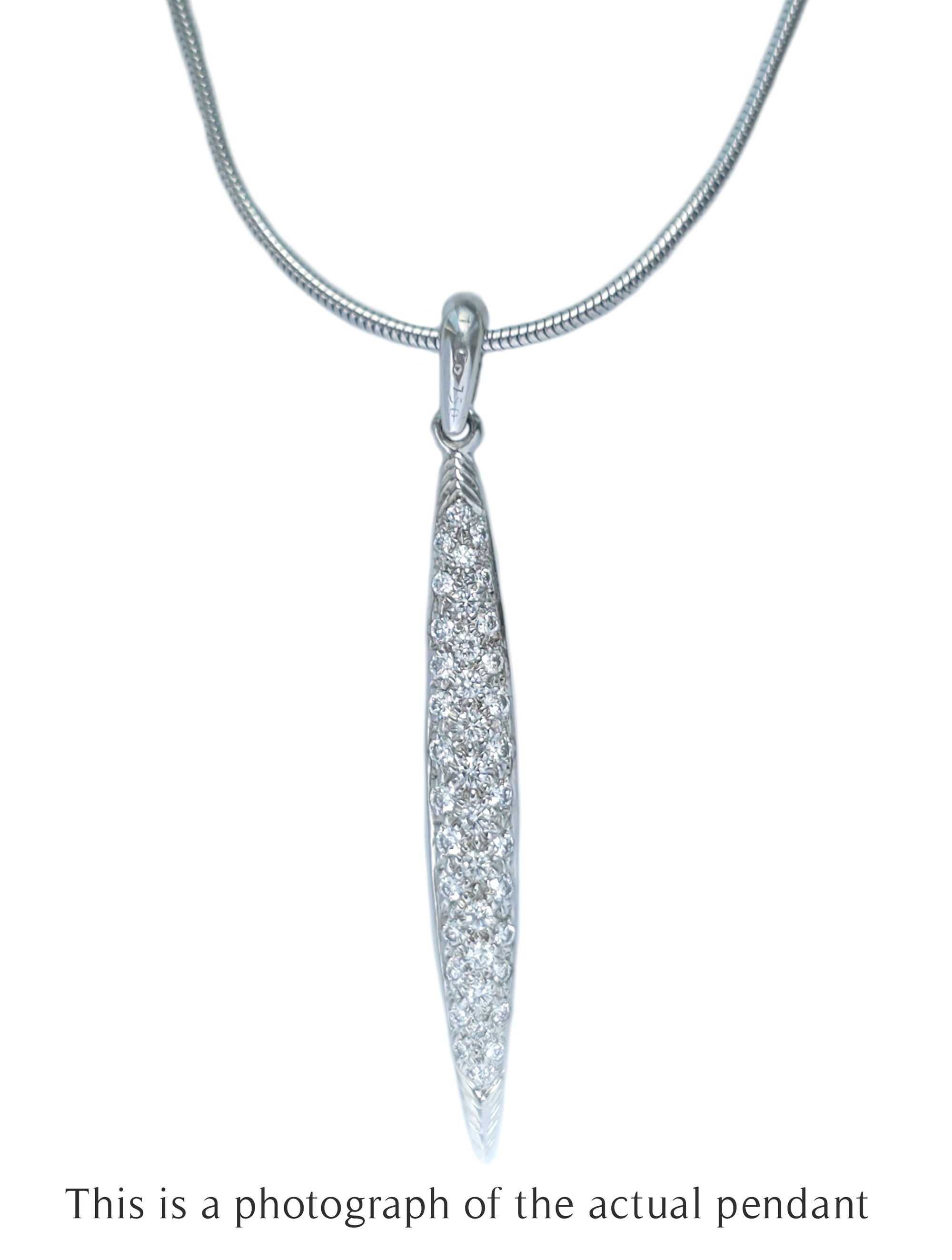 Tiffany & Co Feather Pave 18k White Gold Diamond Pendant