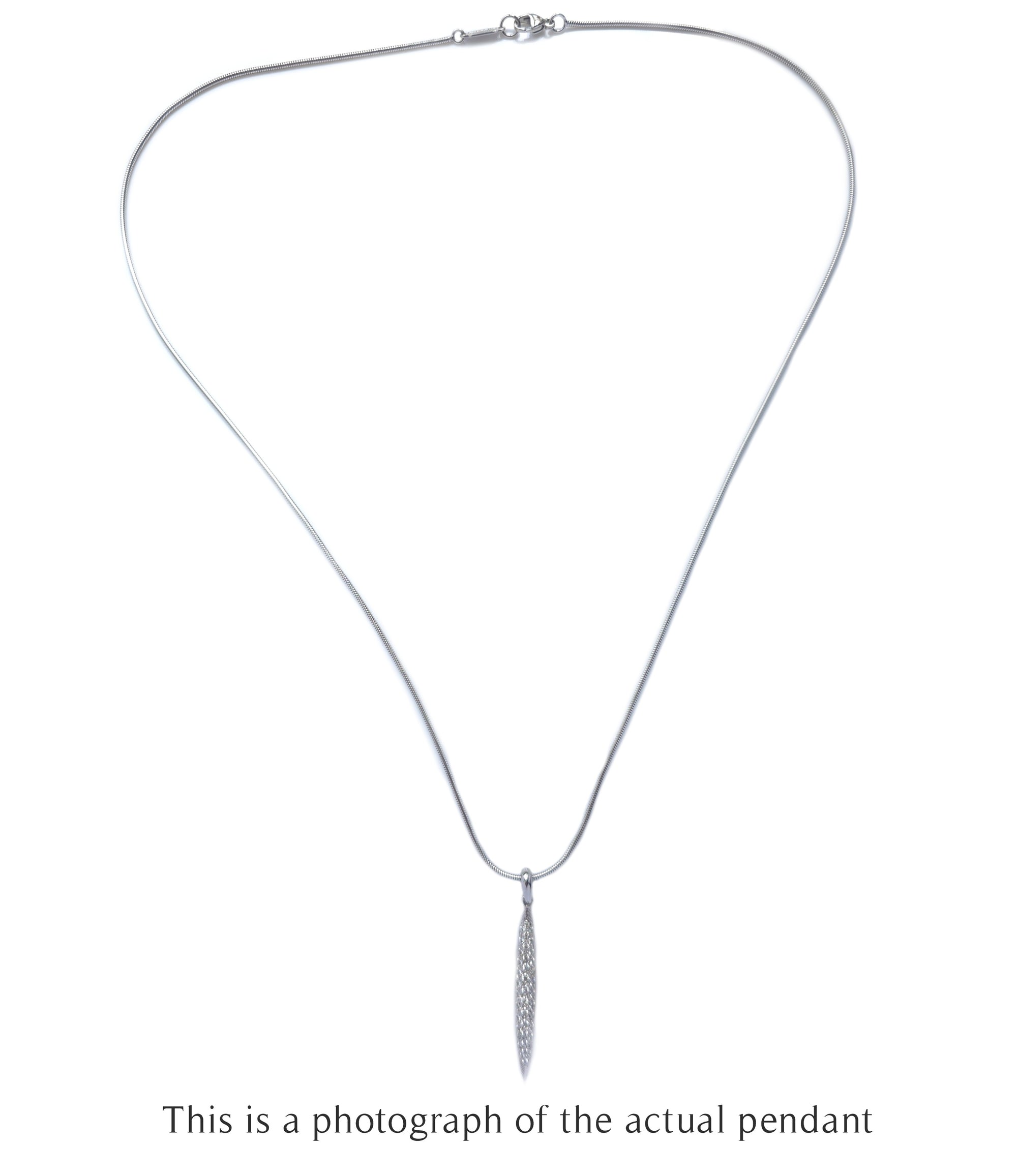 Tiffany & Co Feather Pave 18k White Gold Diamond Pendant