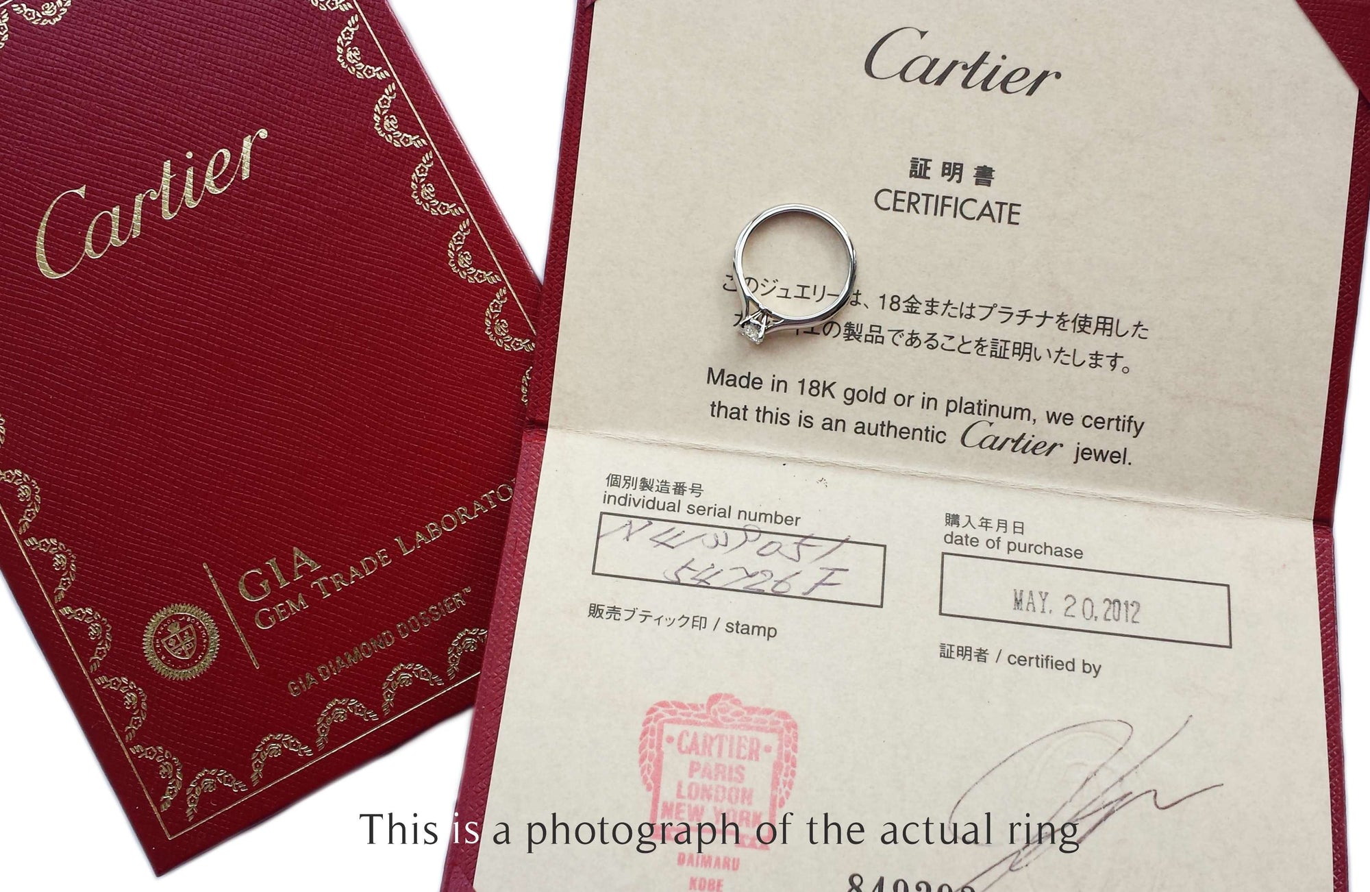 Cartier 0.32ct G/VVS1 1895 Round Brilliant Diamond Engagement Ring