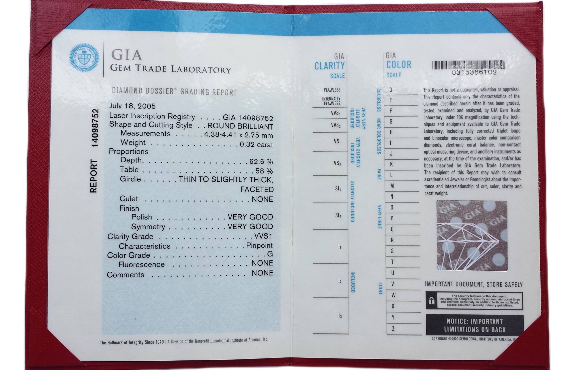 Cartier 0.32ct G/VVS1 1895 Round Brilliant Diamond Engagement Ring