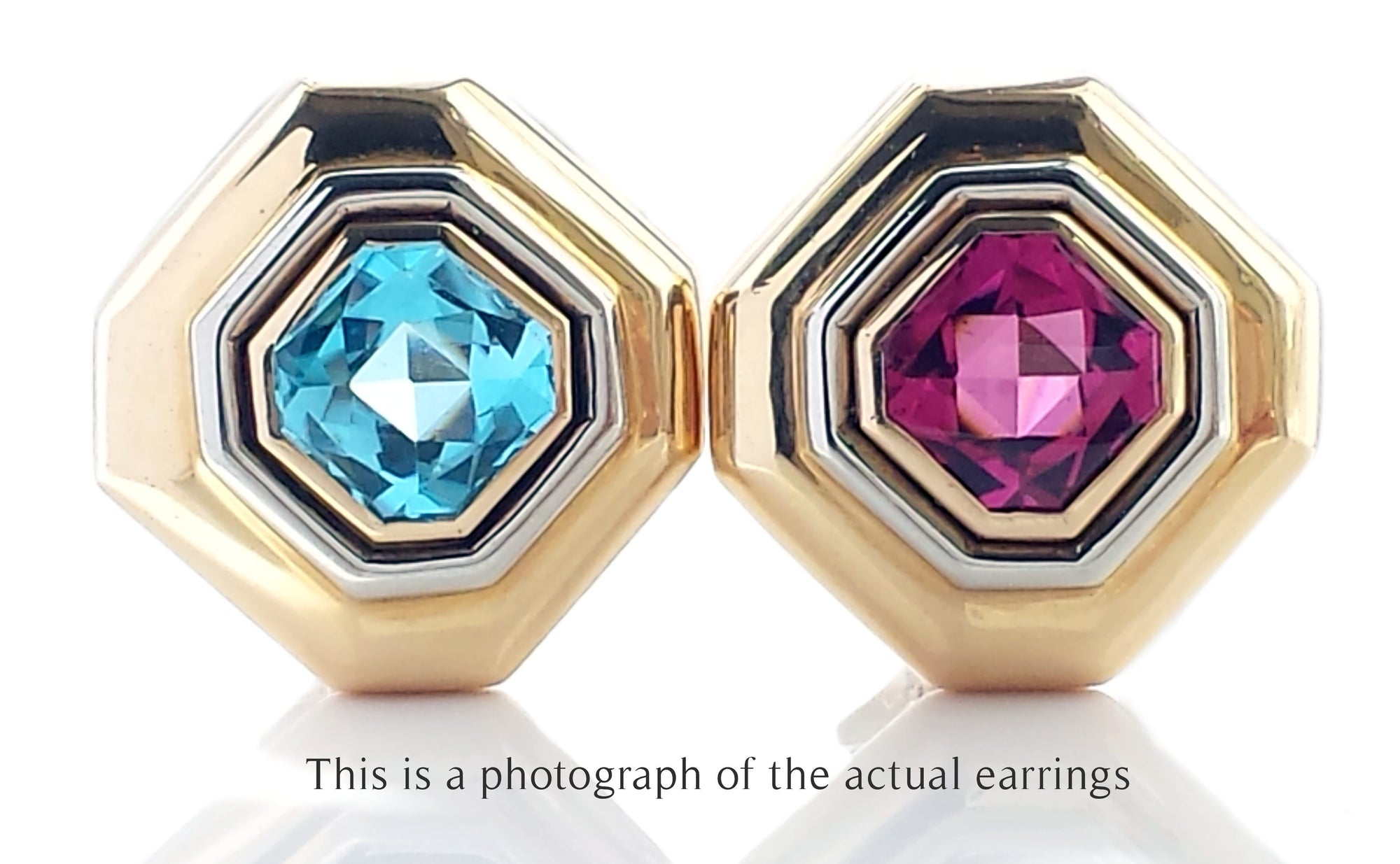 Tiffany & Co Pink Tourmaline & Blue Topaz Octagonal Earrings