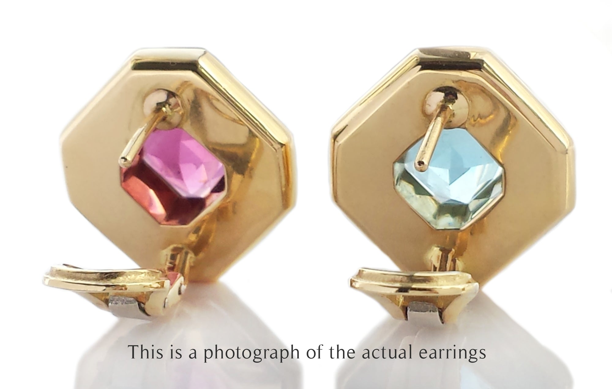 Tiffany & Co Pink Tourmaline & Blue Topaz Octagonal Earrings