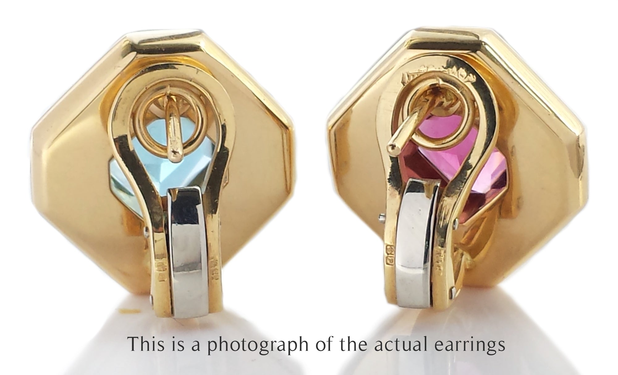 Tiffany & Co Pink Tourmaline & Blue Topaz Octagonal Earrings