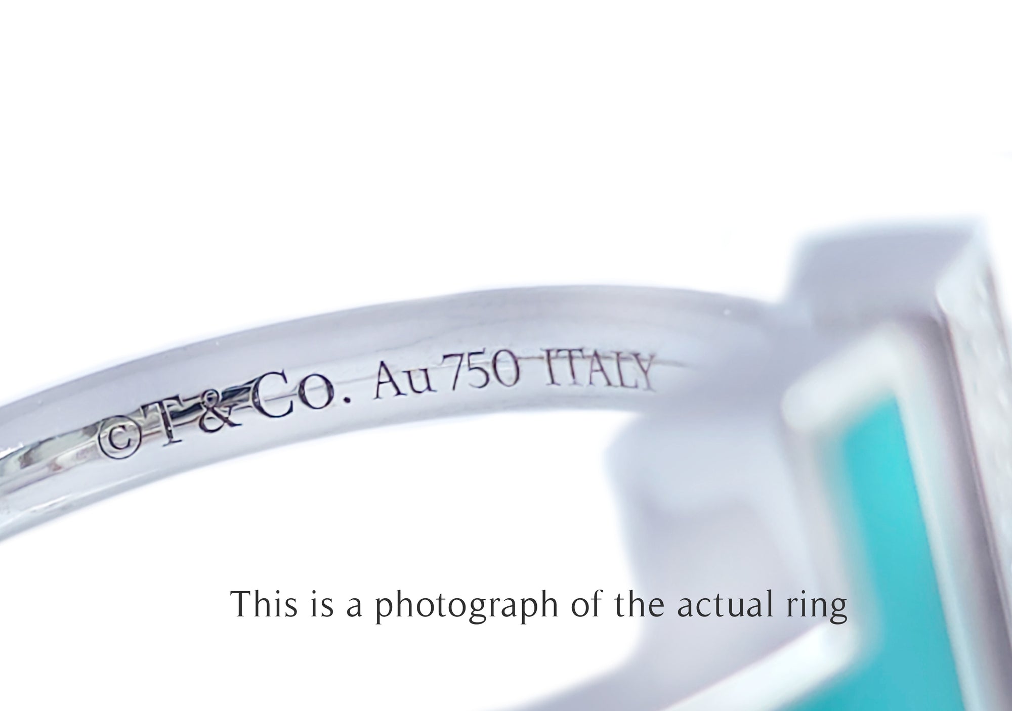 Tiffany & Co Turquoise Diamond 18k White Gold T Wire Ring