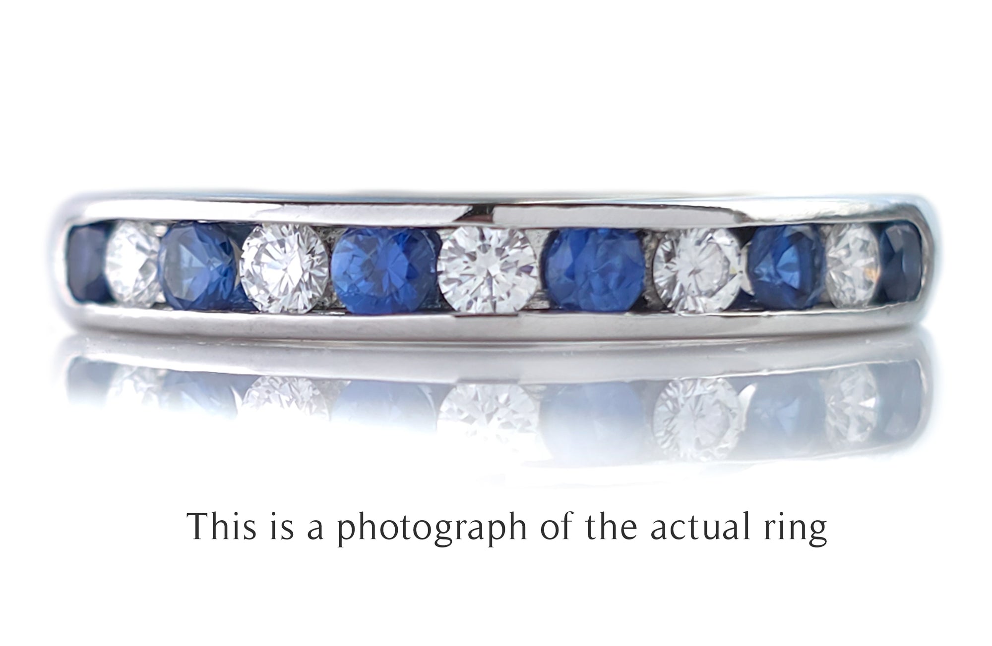 Tiffany Sapphire & Diamond Wedding Eternity Band Ring