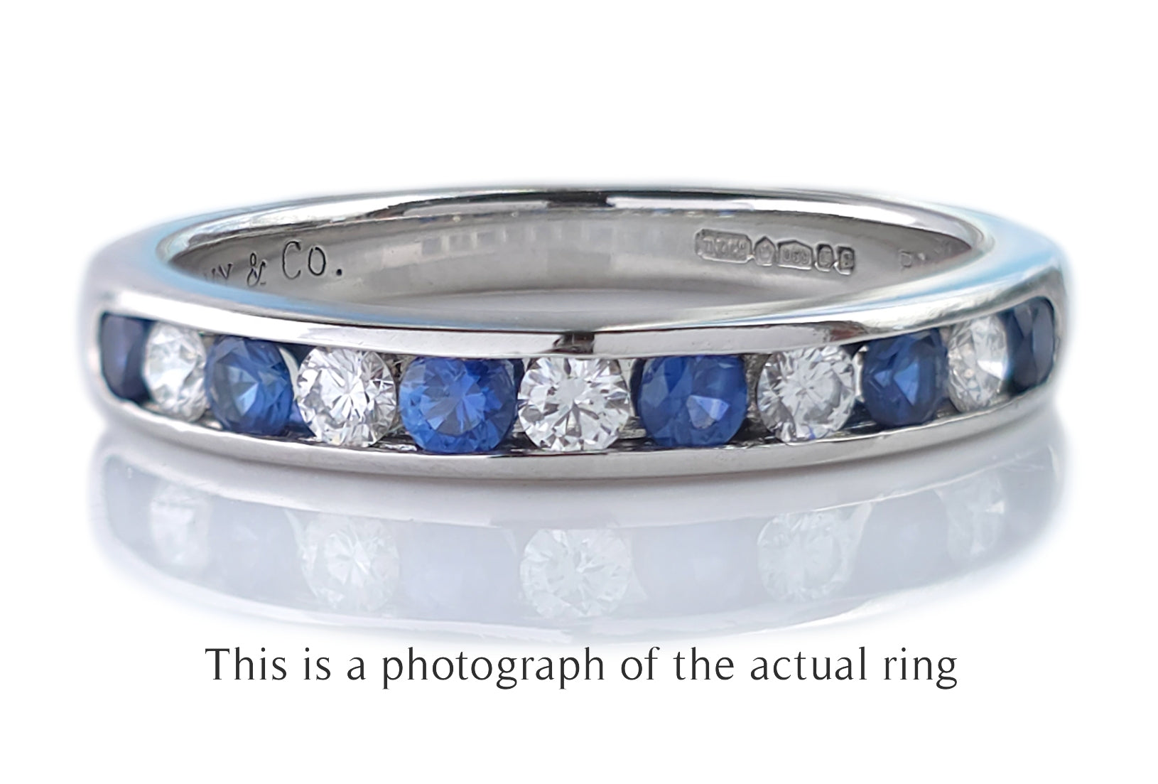 Tiffany Sapphire & Diamond Wedding Eternity Band Ring