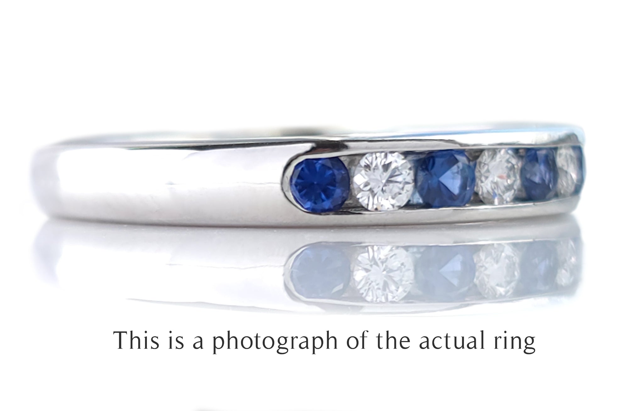Tiffany Sapphire & Diamond Wedding Eternity Band Ring