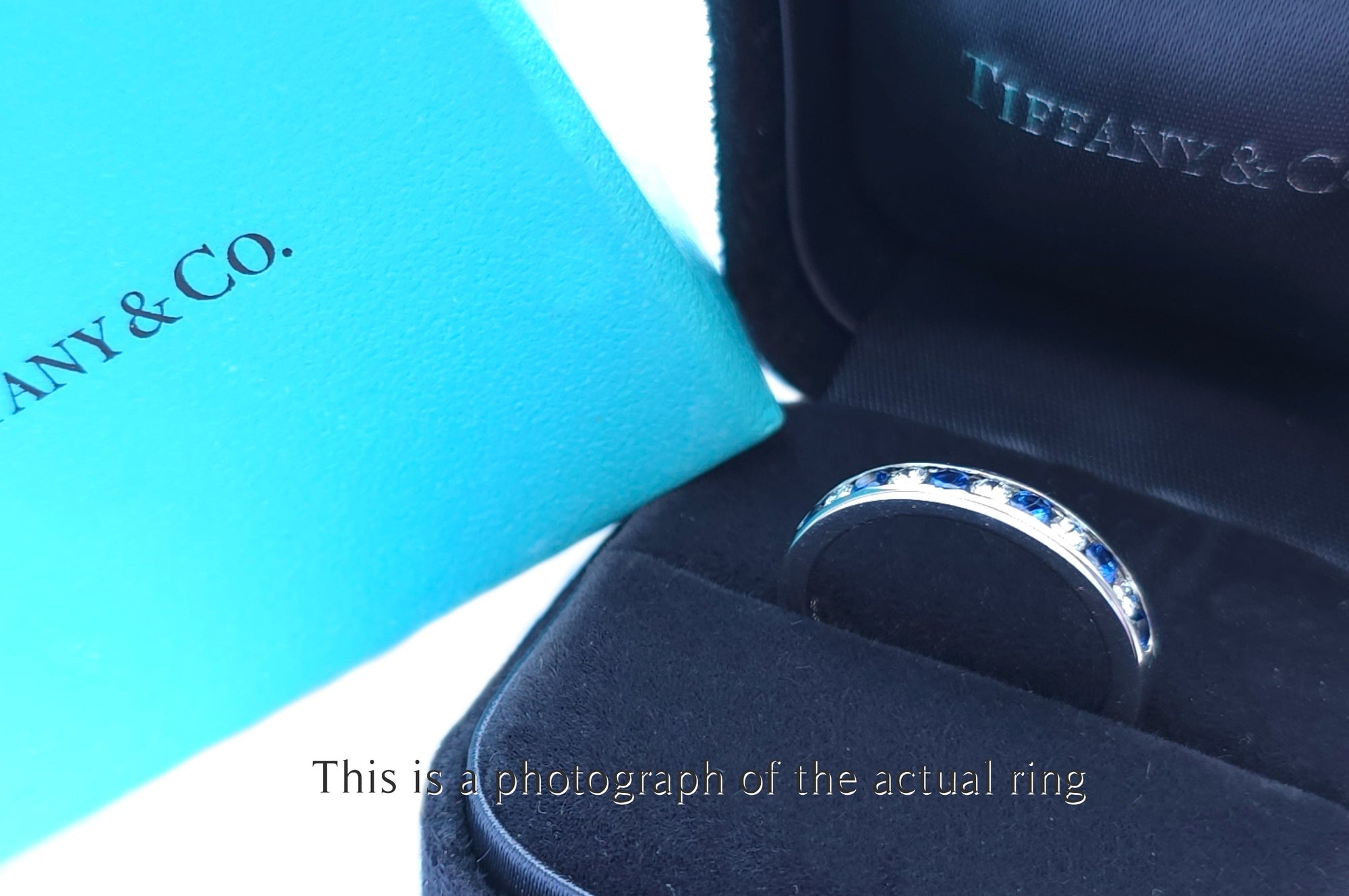 Tiffany Sapphire & Diamond Wedding Eternity Band Ring