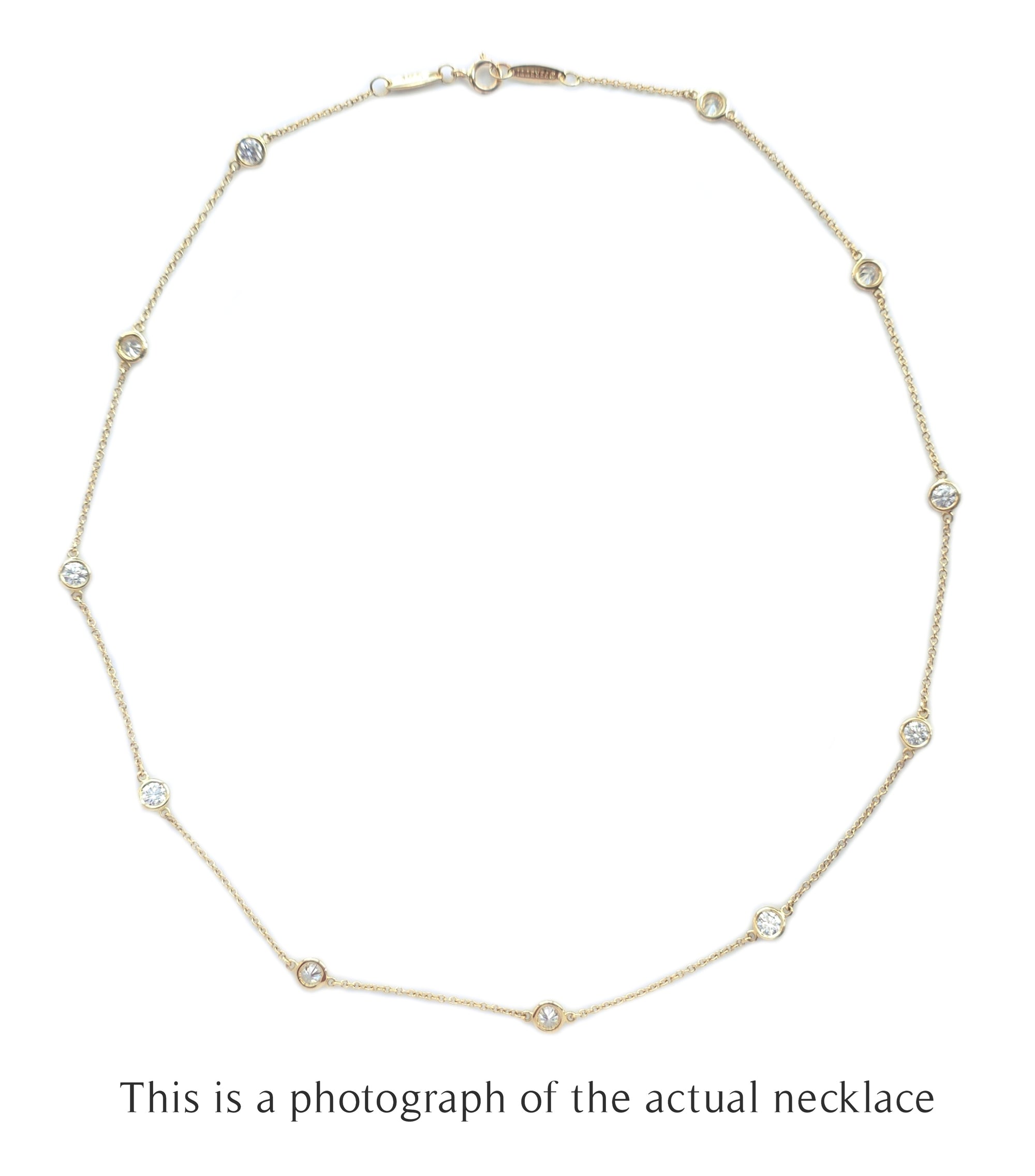 Tiffany & Co 11P Diamonds By The Yard  Elsa Peretti 18k Gold Necklace