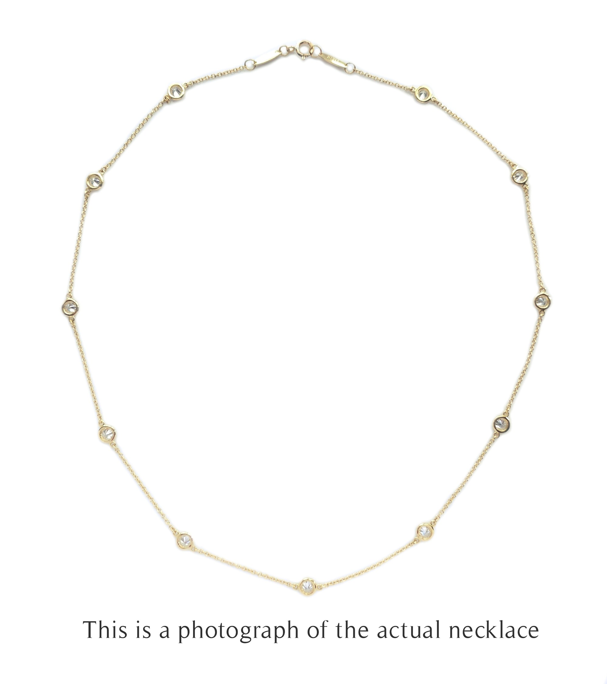 Tiffany & Co 11P Diamonds By The Yard  Elsa Peretti 18k Gold Necklace