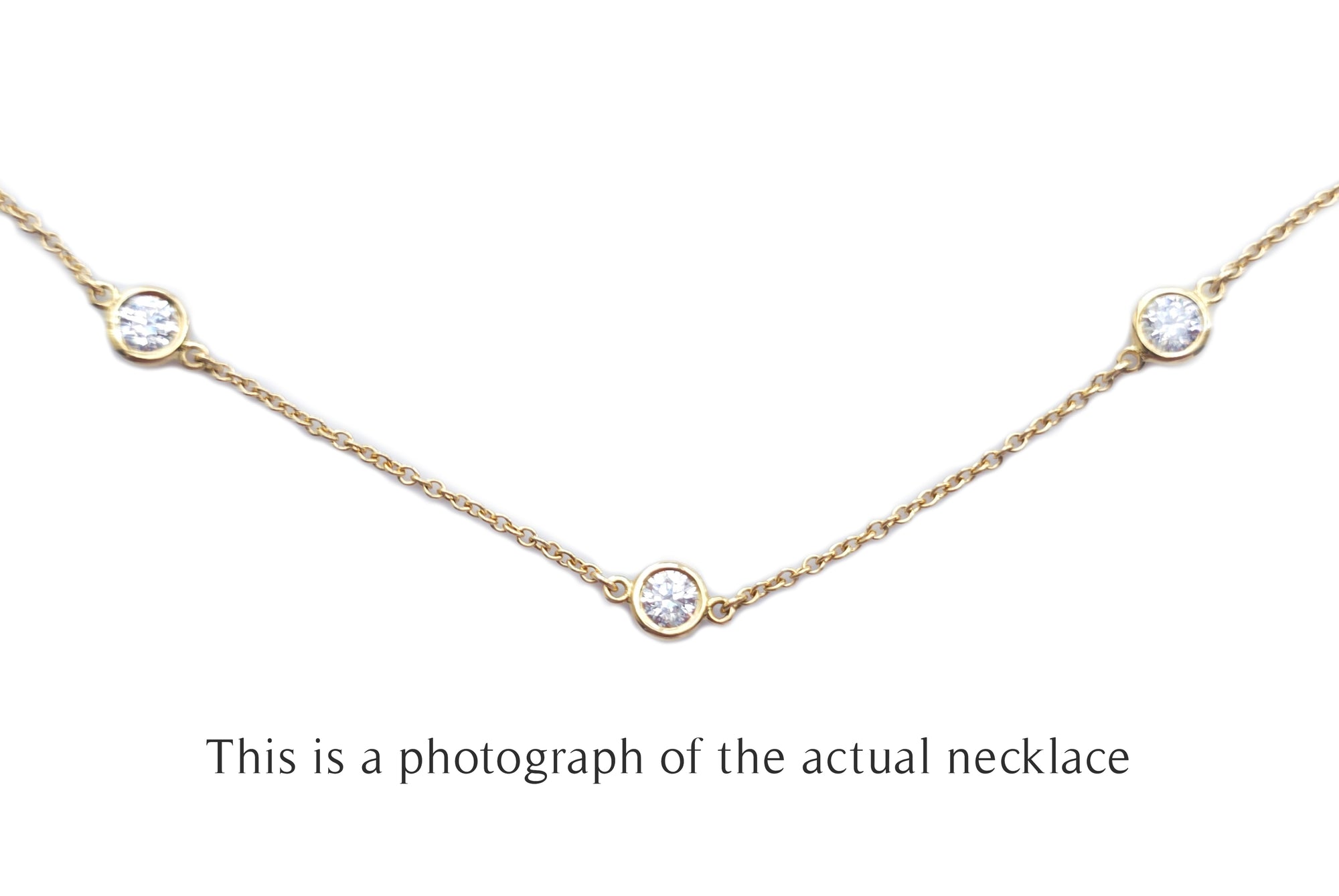 Tiffany & Co 11P Diamonds By The Yard  Elsa Peretti 18k Gold Necklace