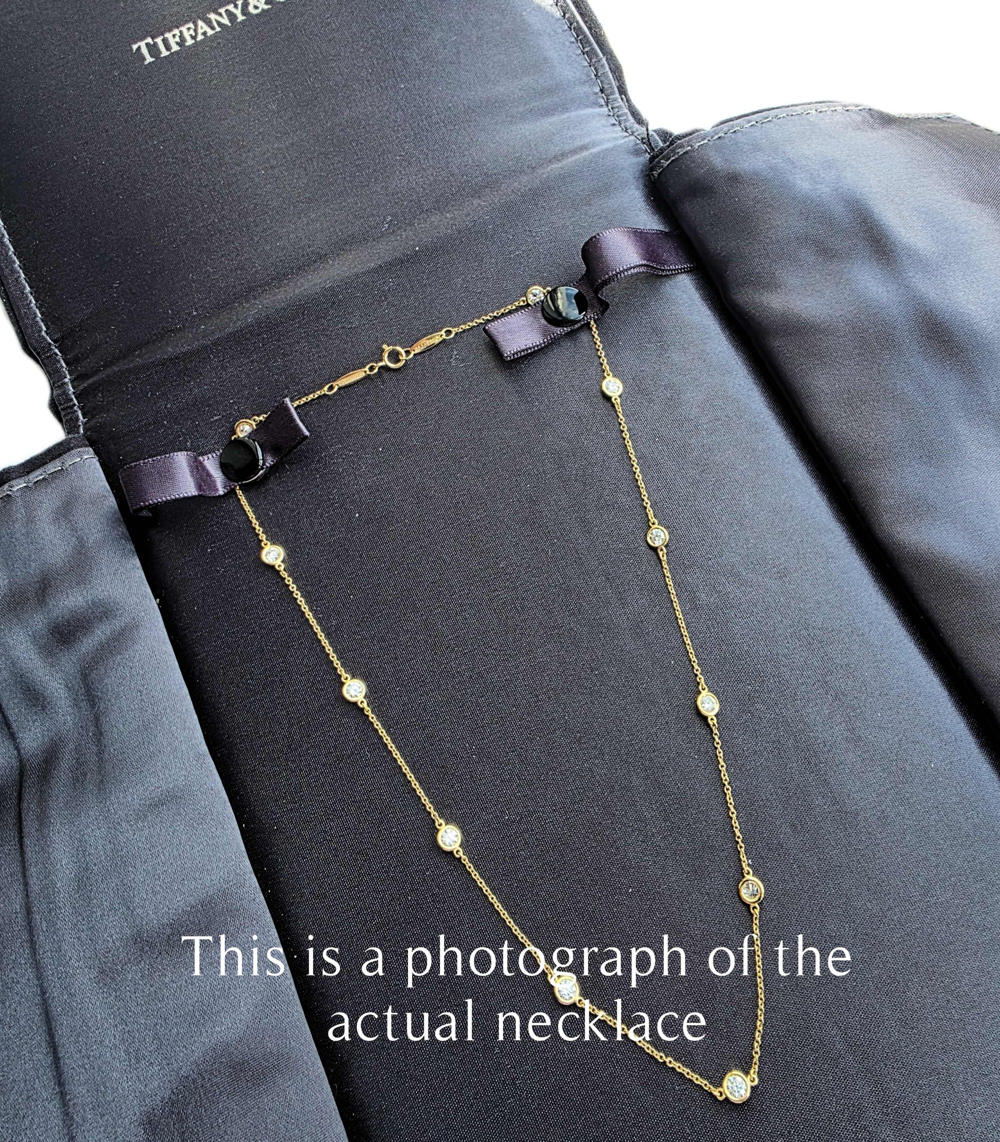 Tiffany & Co 11P Diamonds By The Yard  Elsa Peretti 18k Gold Necklace
