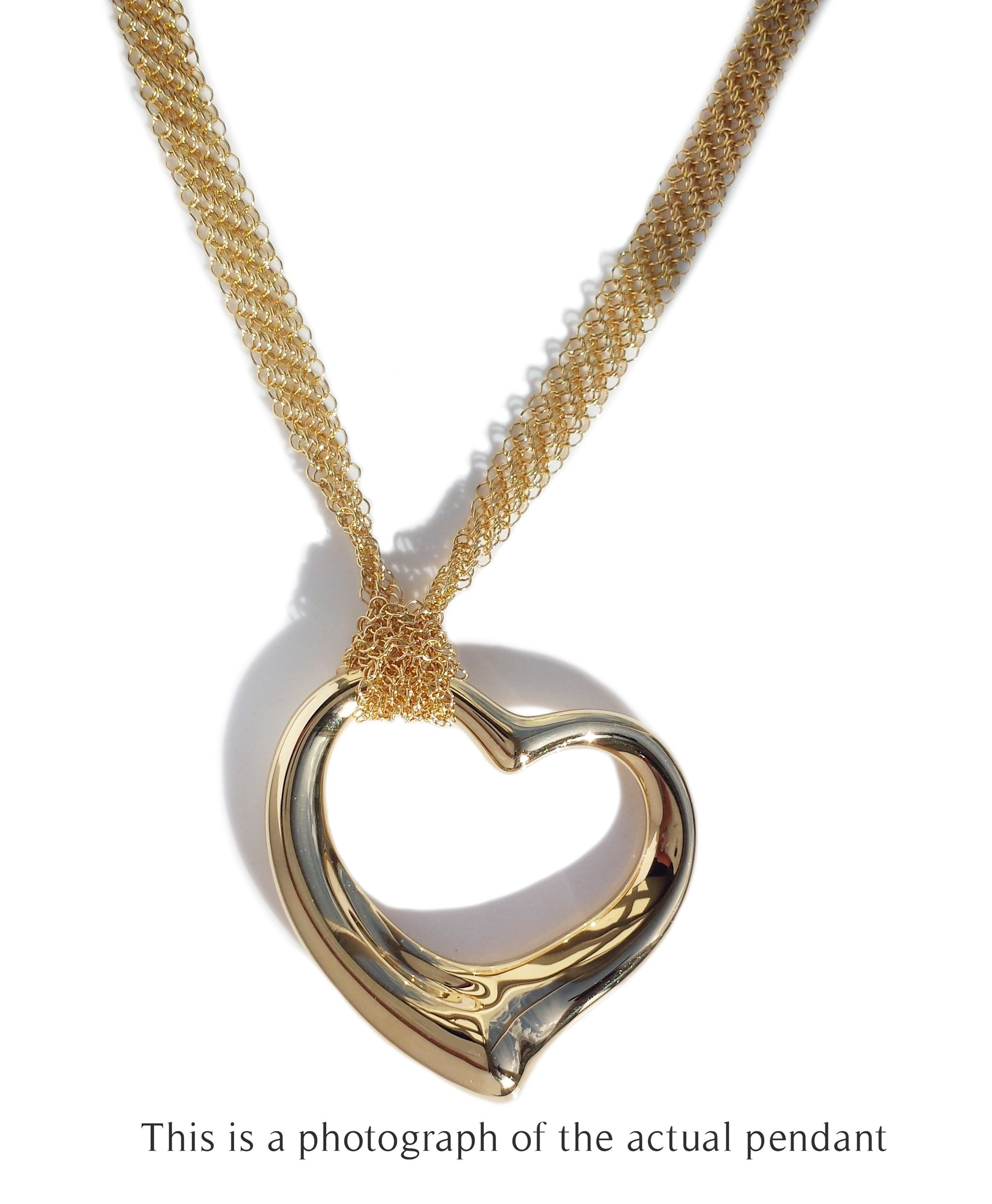Tiffany & Co Large Elsa Peretti Open Heart 18k Mesh Necklace