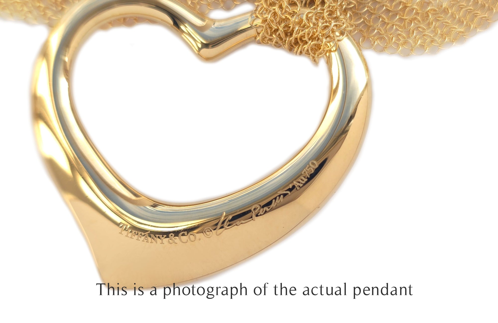 Tiffany & Co Large Elsa Peretti Open Heart 18k Mesh Necklace