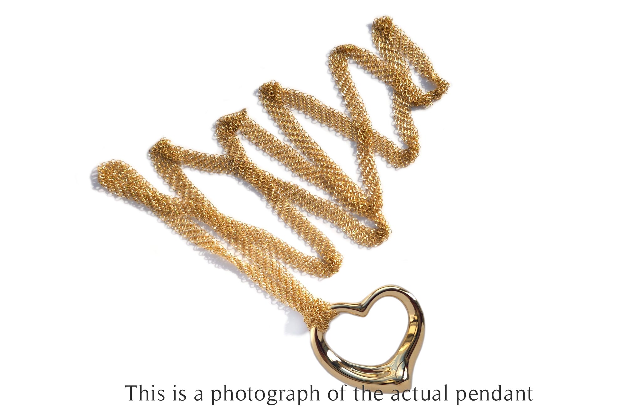 Tiffany & Co Large Elsa Peretti Open Heart 18k Mesh Necklace