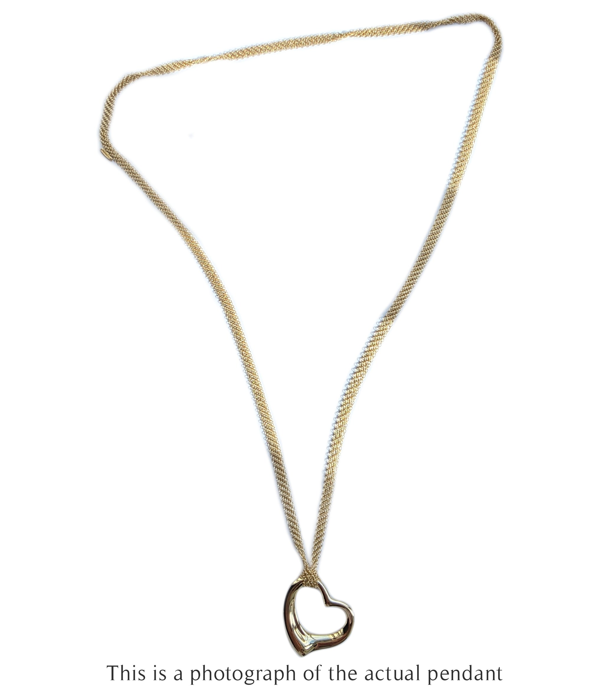 Tiffany & Co Large Elsa Peretti Open Heart 18k Mesh Necklace