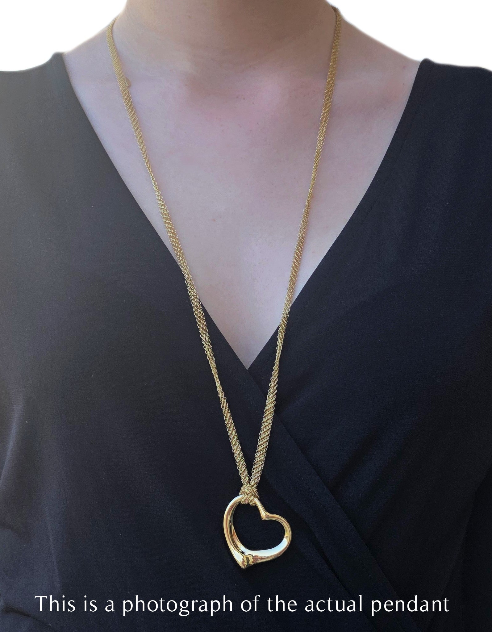 Tiffany & Co Large Elsa Peretti Open Heart 18k Mesh Necklace