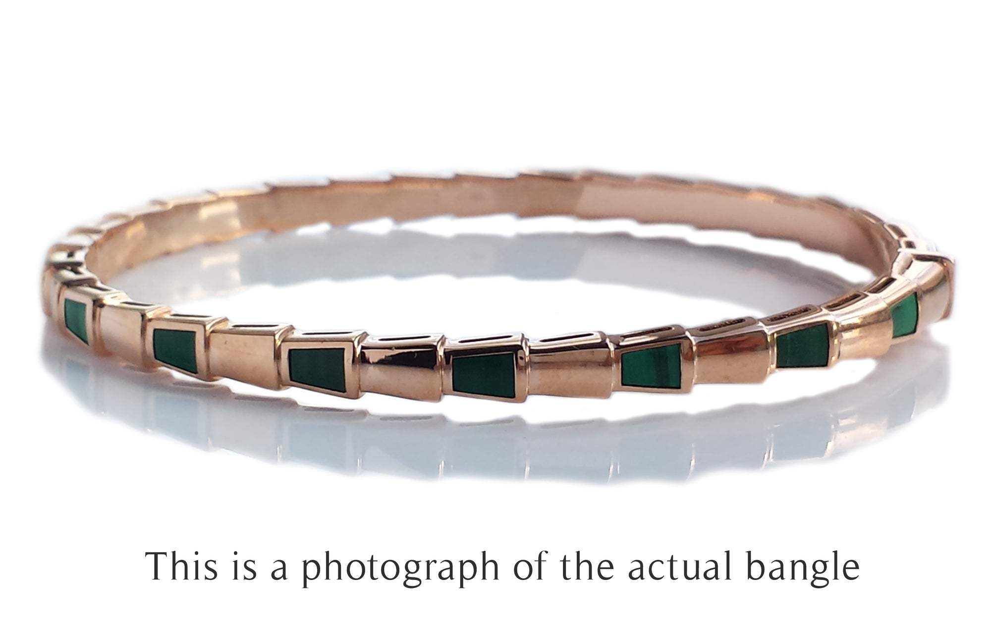 Bulgari Bvlgari Malachite Serpenti Viper 18k Rose Gold Bracelet