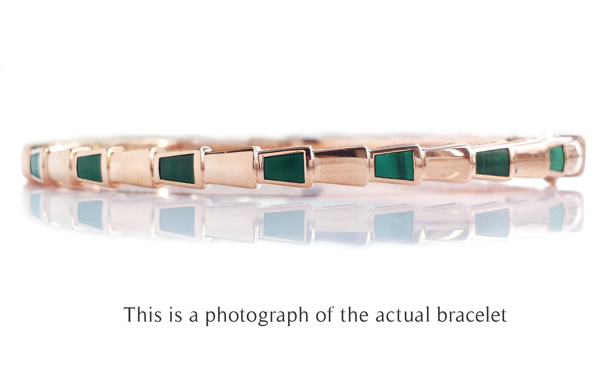 Bulgari Bvlgari Malachite Serpenti Viper 18k Rose Gold Bracelet