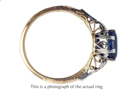 Antique Edwardian 4.65ct Unheated Ceylon Sapphire Diamond Engagement Ring - Bloomsbury Manor Ltd