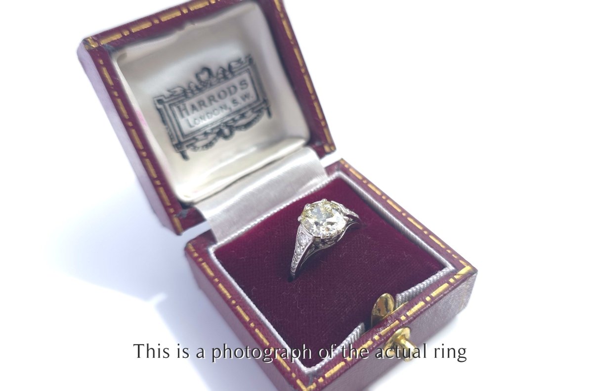Antique Edwardian Old Mine Cut 1.98ct GIA Diamond Engagement Ring - Bloomsbury Manor Ltd