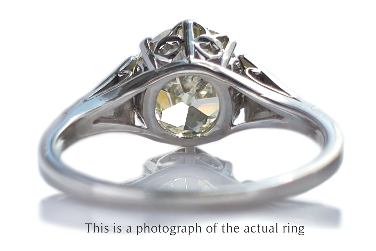 Antique Edwardian Old Mine Cut 1.98ct GIA Diamond Engagement Ring - Bloomsbury Manor Ltd