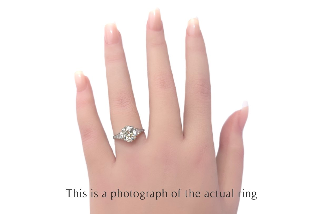 Antique Edwardian Old Mine Cut 1.98ct GIA Diamond Engagement Ring - Bloomsbury Manor Ltd