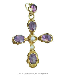 Antique French Victorian Amethyst Cross Pendant - Bloomsbury Manor Ltd
