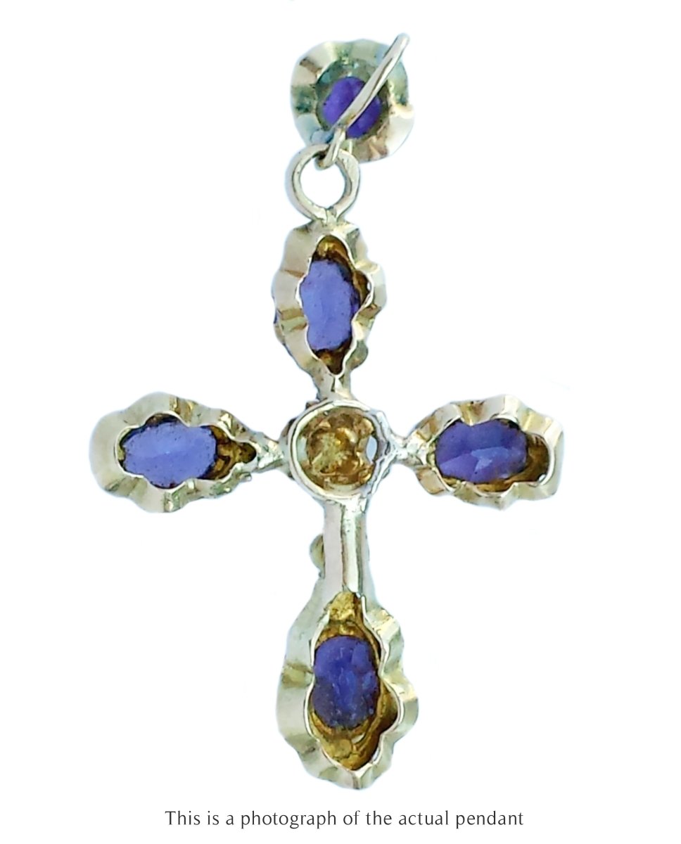 Antique French Victorian Amethyst Cross Pendant - Bloomsbury Manor Ltd