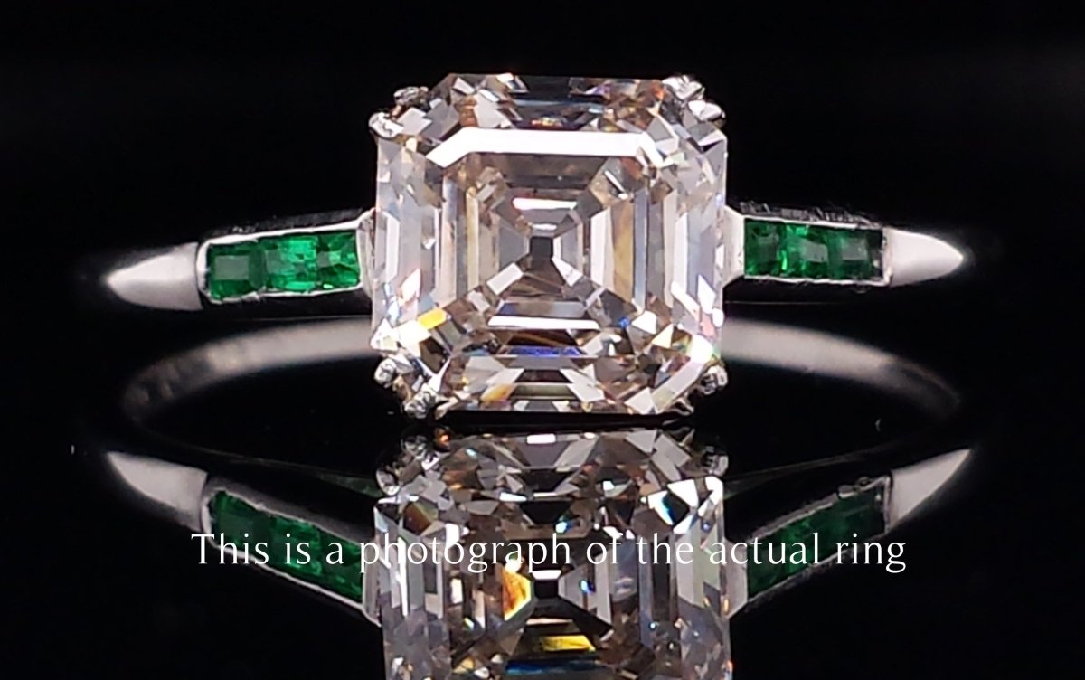 Art Deco 1.20ct Asscher Cut Diamond Engagement Ring - Bloomsbury Manor Ltd