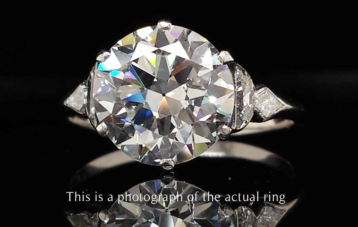 Art Deco 3.75ct E/VS2 Transitional Cut Diamond Engagement Ring - Bloomsbury Manor Ltd