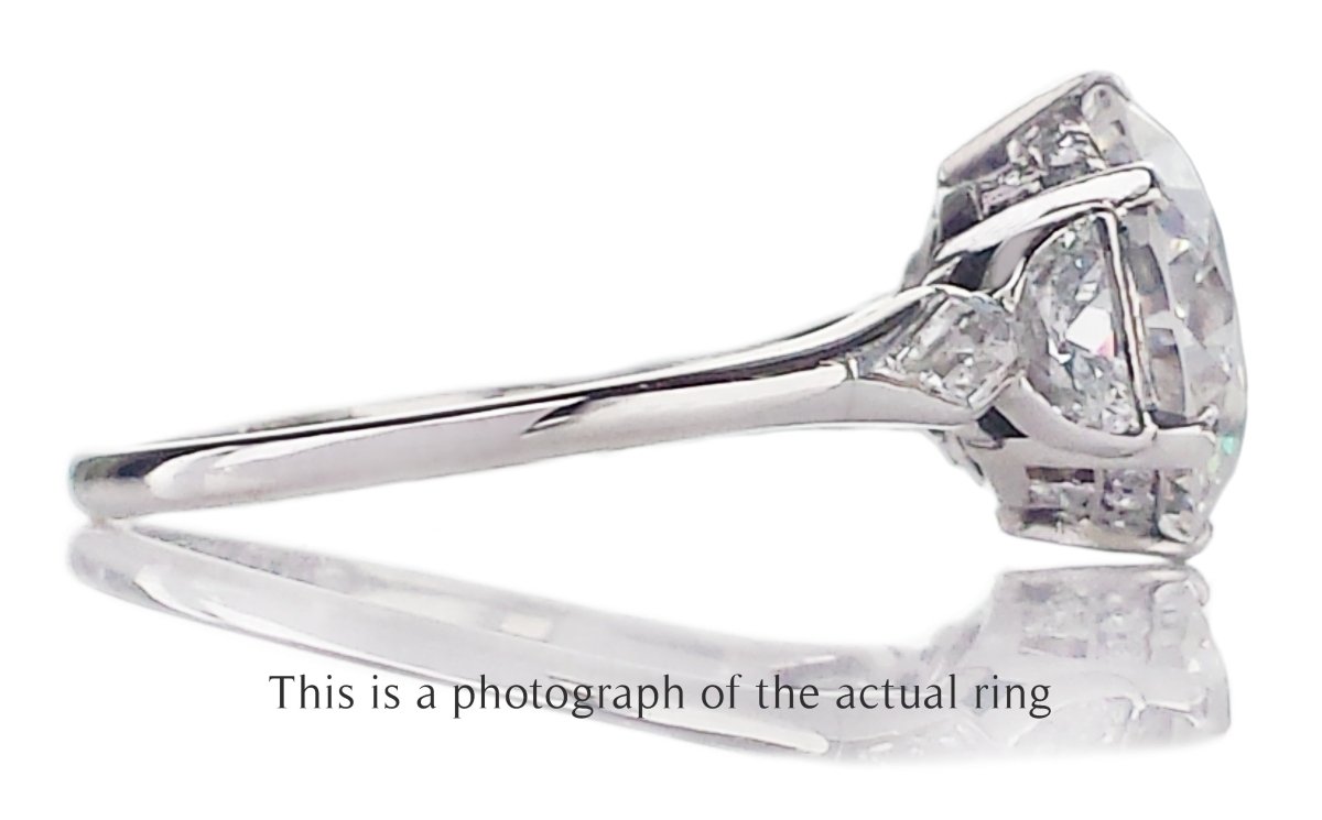 Art Deco 3.75ct E/VS2 Transitional Cut Diamond Engagement Ring - Bloomsbury Manor Ltd