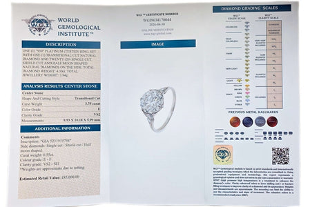 Art Deco 3.75ct E/VS2 Transitional Cut Diamond Engagement Ring - Bloomsbury Manor Ltd