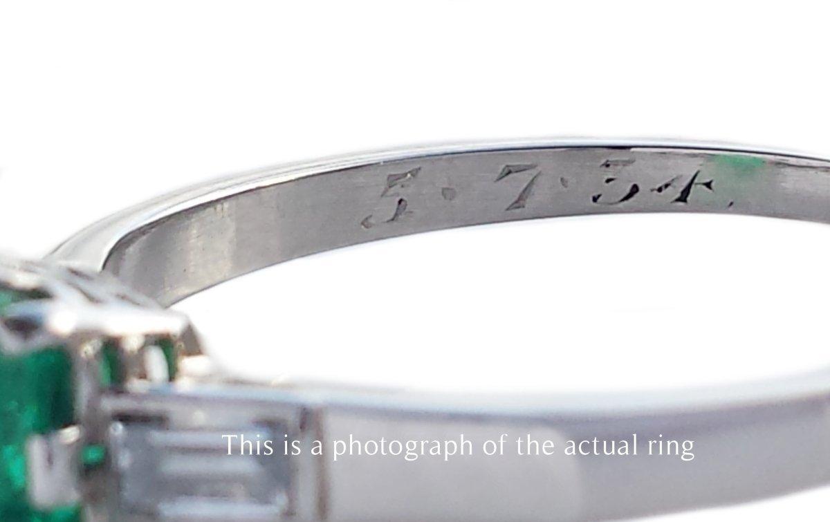 Art Deco Colombian Emerald & Diamond Engagement Ring - Bloomsbury Manor Ltd