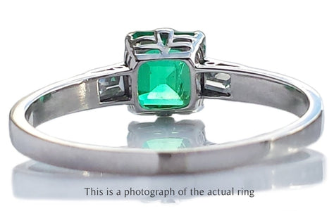 Art Deco Colombian Emerald & Diamond Engagement Ring - Bloomsbury Manor Ltd